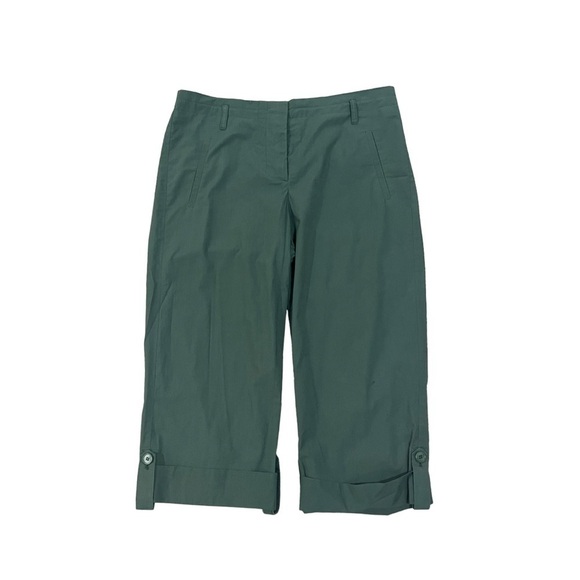 Theory Button Fly Women's Green High Rise Capri Pants Trousers Cotton Size 4 - Picture 1 of 13